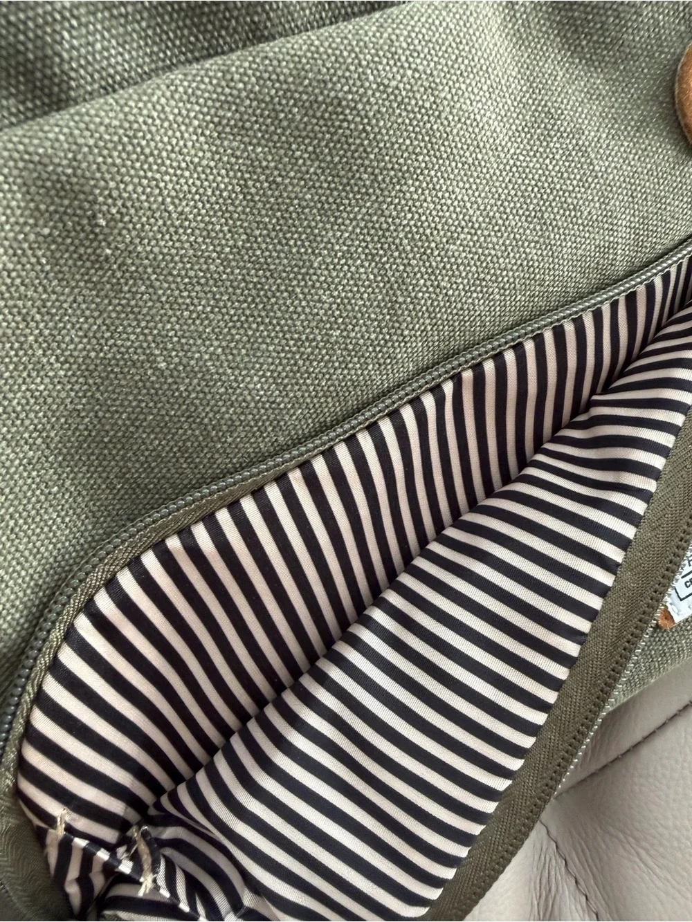Travelon Olive Canvas Crossbody Messenger with Tan Accents